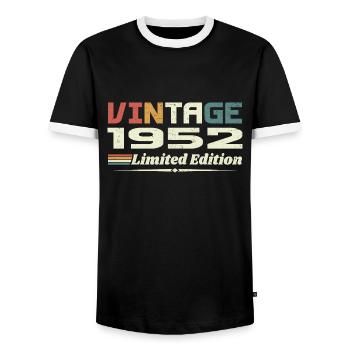 Jahrgang 1952 Geschenk 1952 Geburtstag 1952 Retro - Männer Kontrast-T-Shirt - Schwarz/Weiß - Vorne - AI Model Female 172 light (172cm) & AI Model Male 178 light (178cm)