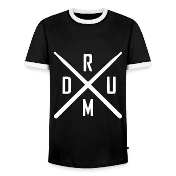 Drummer - Drum - Drum Sticks - Schlagzeuger - Männer Kontrast-T-Shirt - Schwarz/Weiß - Vorne - AI Model Female 172 light (172cm) & AI Model Male 178 light (178cm)