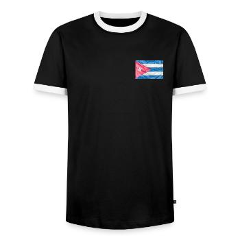 Cuba Collection 'by nikkkooo - Men's Ringer Shirt - black/white - Front - AI Model Female 172 light (172cm) & AI Model Male 178 light (178cm)