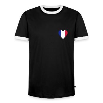 frankreich herz - Männer Kontrast-T-Shirt - Schwarz/Weiß - Vorne - AI Model Female 172 light (172cm) & AI Model Male 178 light (178cm)
