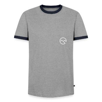 Icon design nature mountains - Men's Ringer Shirt - grey/navy  - Front - AI Model Female 172 light (172cm) & AI Model Male 178 light (178cm)