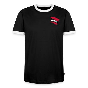 Austrian Flag - Brush Stripes - Men's Ringer Shirt - black/white - Front - AI Model Female 172 light (172cm) & AI Model Male 178 light (178cm)