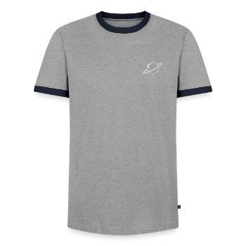 Planète avec des étoiles - T-shirt contrasté Homme - gris/marine  - Devant - AI Model Female 172 light (172cm) & AI Model Male 178 light (178cm)