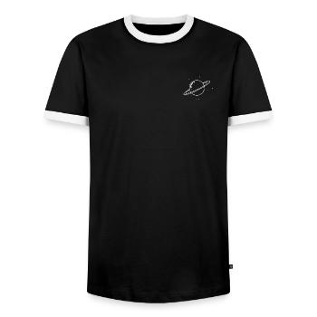 Planet with stars - Men's Ringer Shirt - black/white - Front - AI Model Female 172 light (172cm) & AI Model Male 178 light (178cm)