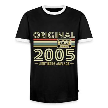 Original 2005 Jahrgang Vintage Geburtstag Retro - Männer Kontrast-T-Shirt - Schwarz/Weiß - Vorne - AI Model Female 172 light (172cm) & AI Model Male 178 light (178cm)