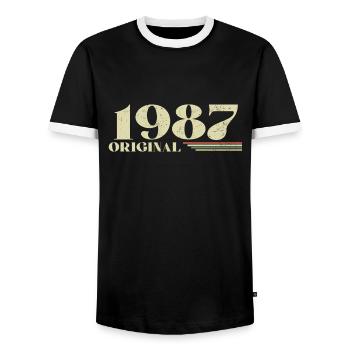 Original 1987 Vintage 1987 anniversaire 1987 rétro - T-shirt contrasté Homme - noir/blanc - Devant - AI Model Female 172 light (172cm) & AI Model Male 178 light (178cm)