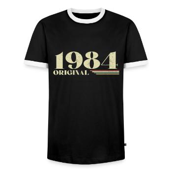 Original 1984 Vintage 1984 Birthday 1984 Retro - Men's Ringer Shirt - black/white - Front - AI Model Female 172 light (172cm) & AI Model Male 178 light (178cm)