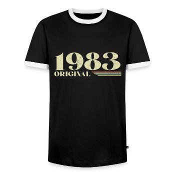 Original 1983 Jahrgang 1983 Retro Geburtstag 1983 - Männer Kontrast-T-Shirt - Schwarz/Weiß - Vorne - AI Model Female 172 light (172cm) & AI Model Male 178 light (178cm)