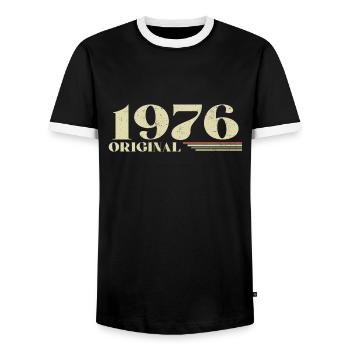 Original 1976 Jahrgang 1976 Geburtstag 1976 Retro - Männer Kontrast-T-Shirt - Schwarz/Weiß - Vorne - AI Model Female 172 light (172cm) & AI Model Male 178 light (178cm)