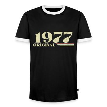 Original 1977 Vintage 1977 anniversaire 1977 rétro - T-shirt contrasté Homme - noir/blanc - Devant - AI Model Female 172 light (172cm) & AI Model Male 178 light (178cm)