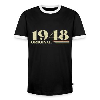 Original 1948 Vintage 1948 anniversaire 1948 rétro - T-shirt contrasté Homme - noir/blanc - Devant - AI Model Female 172 light (172cm) & AI Model Male 178 light (178cm)