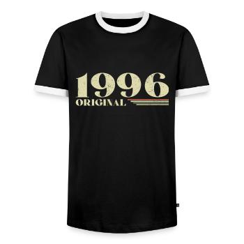 Original 1996 Vintage 1996 Birthday 1996 Retro - Men's Ringer Shirt - black/white - Front - AI Model Female 172 light (172cm) & AI Model Male 178 light (178cm)
