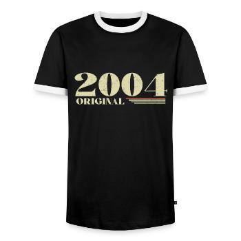 Original 2004 Vintage 2004 Retro Anniversary 2004 - Men's Ringer Shirt - black/white - Front - AI Model Female 172 light (172cm) & AI Model Male 178 light (178cm)
