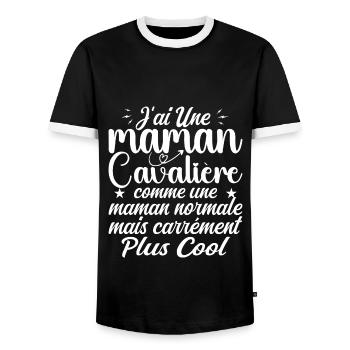 I Have a Riding Mom - Riding Mom Gift - Men's Ringer Shirt - black/white - Front - AI Model Female 172 light (172cm) & AI Model Male 178 light (178cm)
