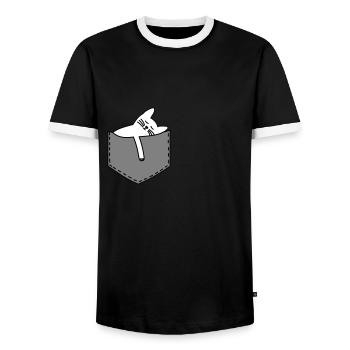 Chat dans le sac - T-shirt contrasté Homme - noir/blanc - Devant - AI Model Female 172 light (172cm) & AI Model Male 178 light (178cm)