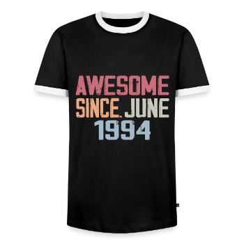 Juni 1994 Juni Retro Geburtstagsgeschenk Juni 1994 - Männer Kontrast-T-Shirt - Schwarz/Weiß - Vorne - AI Model Female 172 light (172cm) & AI Model Male 178 light (178cm)
