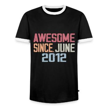 Juin 2012 Juin Cadeau Anniversaire June 2012 Rétro - T-shirt contrasté Homme - noir/blanc - Devant - AI Model Female 172 light (172cm) & AI Model Male 178 light (178cm)