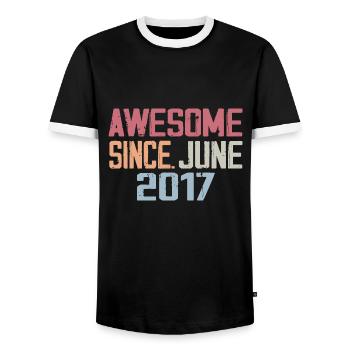 June 2017 June Retro June 2017 Birthday Gift - Men's Ringer Shirt - black/white - Front - AI Model Female 172 light (172cm) & AI Model Male 178 light (178cm)
