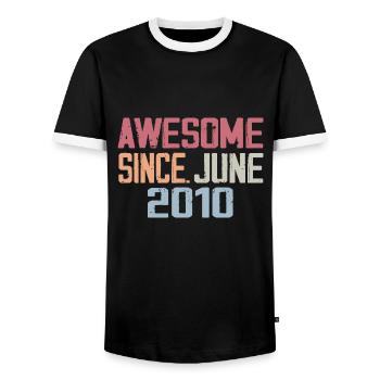 Juin 2010 Juin Cadeau Anniversaire June 2010 Rétro - T-shirt contrasté Homme - noir/blanc - Devant - AI Model Female 172 light (172cm) & AI Model Male 178 light (178cm)