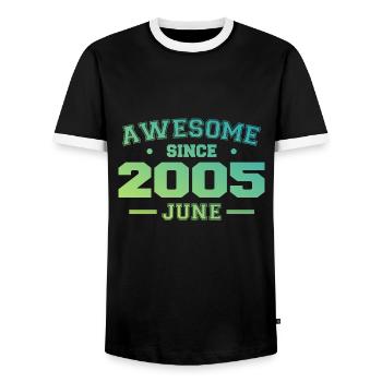 June 2005 Birthday Year 2005 June Gift 2005 - Men's Ringer Shirt - black/white - Front - AI Model Female 172 light (172cm) & AI Model Male 178 light (178cm)
