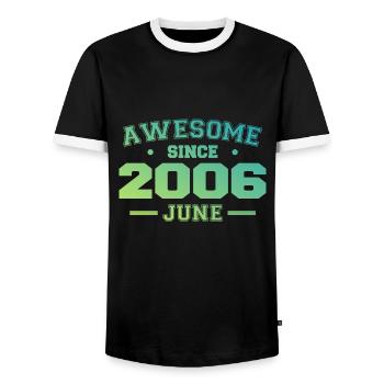 June 2006 Birthday Year 2006 June Gift 2006 - Men's Ringer Shirt - black/white - Front - AI Model Female 172 light (172cm) & AI Model Male 178 light (178cm)
