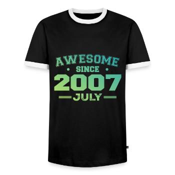 Juli 2007 Geburtstagsfeier Juli 2007 Retro - Männer Kontrast-T-Shirt - Schwarz/Weiß - Vorne - AI Model Female 172 light (172cm) & AI Model Male 178 light (178cm)