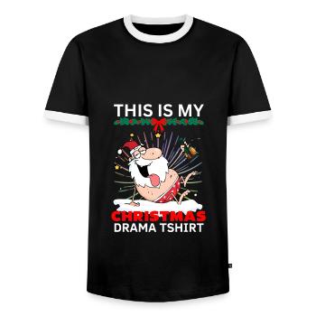 Weihnachten tshirt- Weihnachtsmann mit Bier - Männer Kontrast-T-Shirt - Schwarz/Weiß - Vorne - AI Model Female 172 light (172cm) & AI Model Male 178 light (178cm)