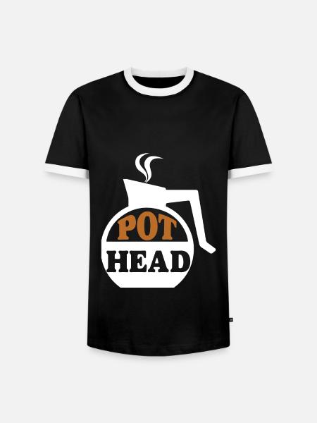 Pot head Coffee - Coffee Gifts - Men's Ringer Shirt - black/white
