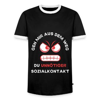 unnötiger Sozialkontakt - Geh mir aus dem Weg - Männer Kontrast-T-Shirt - Schwarz/Weiß - Vorne - AI Model Female 172 light (172cm) & AI Model Male 178 light (178cm)