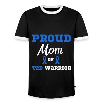 Fière maman d’un guerrier du DT2 Sensibilisation au diabète - T-shirt contrasté Homme - noir/blanc - Devant - AI Model Female 172 light (172cm) & AI Model Male 178 light (178cm)