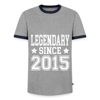 Legendary since 2015 - Männer Kontrast-T-Shirt - Grau/Navy  - Vorne - AI Model Female 172 light (172cm) & AI Model Male 178 light (178cm)