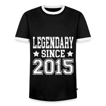 Legendary since 2015 - Men's Ringer Shirt - black/white - Front - AI Model Female 172 light (172cm) & AI Model Male 178 light (178cm)