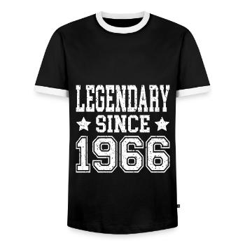 Legendary since 1966 - Männer Kontrast-T-Shirt - Schwarz/Weiß - Vorne - AI Model Female 172 light (172cm) & AI Model Male 178 light (178cm)