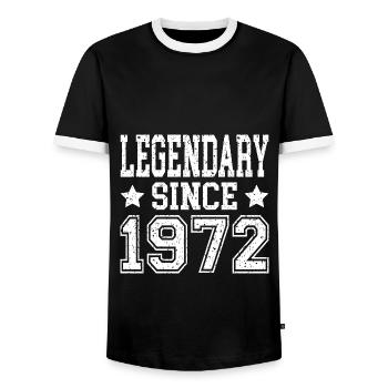 Légendaire depuis 1972 - T-shirt contrasté Homme - noir/blanc - Devant - AI Model Female 172 light (172cm) & AI Model Male 178 light (178cm)