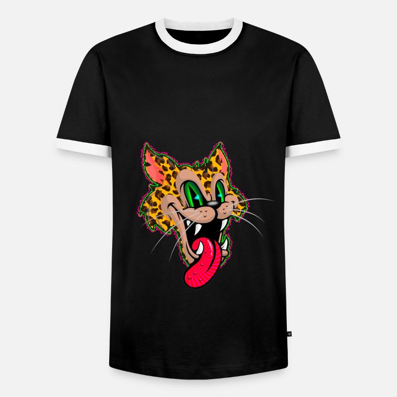 Leopard Comic Psychédélique - T-shirt contrasté Homme - noir/blanc