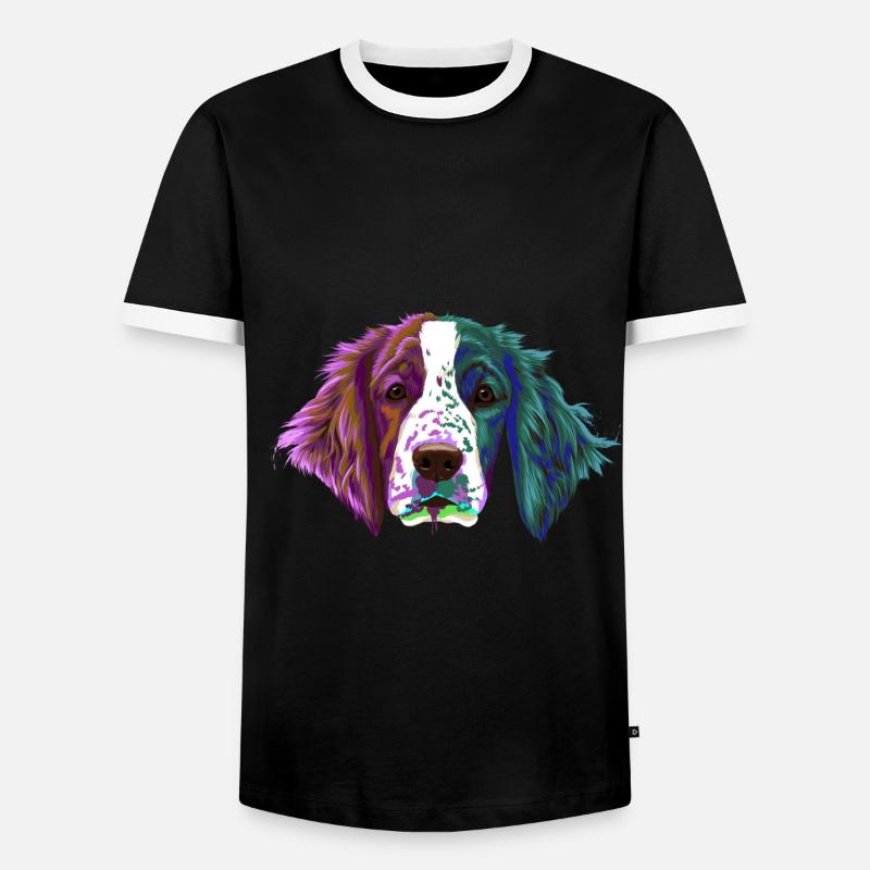 Splash Welsh Springer Spaniel Hund - Männer Kontrast-T-Shirt - Schwarz/Weiß