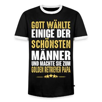 Golden Retriever Papa - Golden Retriever - Männer Kontrast-T-Shirt - Schwarz/Weiß - Vorne - AI Model Female 172 light (172cm) & AI Model Male 178 light (178cm)