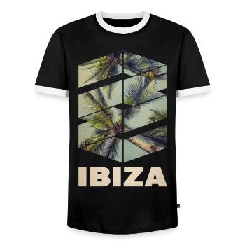 Ibiza Sommer Sonne Strand Meer Palmen Party - Männer Kontrast-T-Shirt - Schwarz/Weiß - Vorne - AI Model Female 172 light (172cm) & AI Model Male 178 light (178cm)