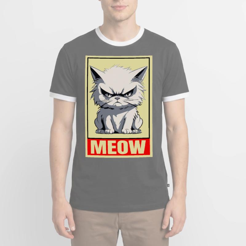 Cat Meow Grumpy Grumpy Grumpy Funny Men's Ringer Shirt