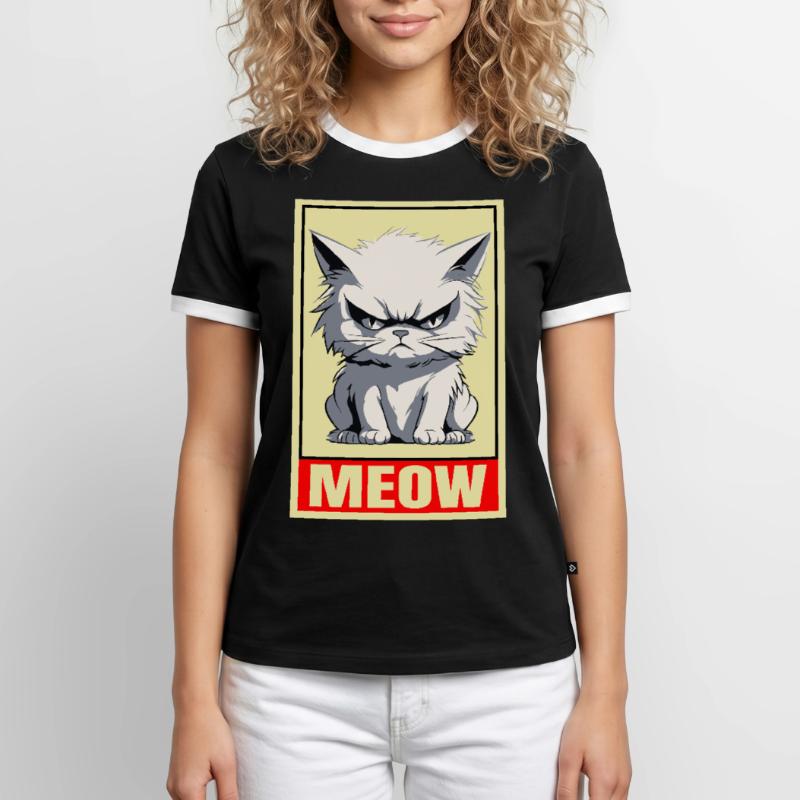 Cat Meow Grumpy Grumpy Grumpy Funny Men's Ringer Shirt
