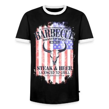 Barbecue - BBQ - USA Buffalo - T-shirt contrasté Homme - noir/blanc - Devant - AI Model Female 172 light (172cm) & AI Model Male 178 light (178cm)