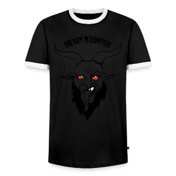 Merry Krampus Nikolaus - Men's Ringer Shirt - black/white - Front - AI Model Female 172 light (172cm) & AI Model Male 178 light (178cm)