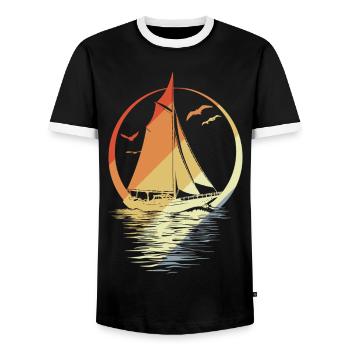Sailing Vintage Look - Men's Ringer Shirt - black/white - Front - AI Model Female 172 light (172cm) & AI Model Male 178 light (178cm)