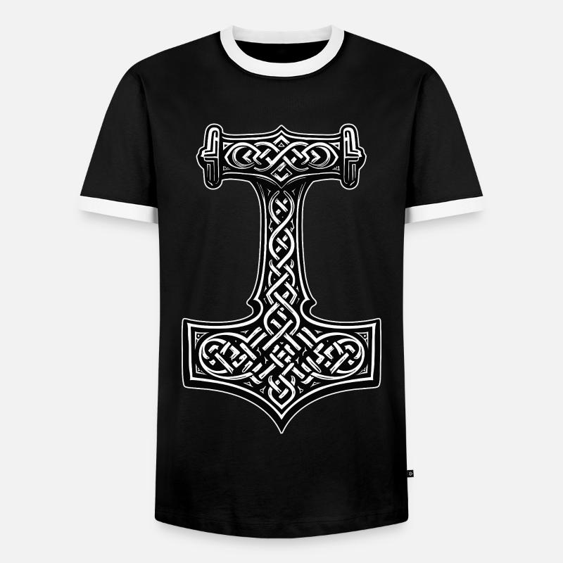 Mjölnir Wikinger Knotensymbol - Männer Kontrast-T-Shirt - Schwarz/Weiß