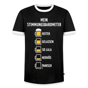 Mein Stimmungsbarometer (Bier / V1 / NEG) - Männer Kontrast-T-Shirt - Schwarz/Weiß - Vorne - AI Model Female 172 light (172cm) & AI Model Male 178 light (178cm)
