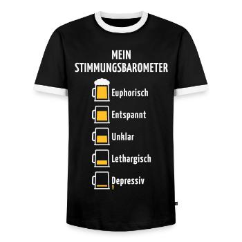 Mein Stimmungsbarometer (Bier / V2 / NEG) - Männer Kontrast-T-Shirt - Schwarz/Weiß - Vorne - AI Model Female 172 light (172cm) & AI Model Male 178 light (178cm)