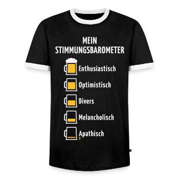 Mein Stimmungsbarometer (Bier / V3 / NEG) - Männer Kontrast-T-Shirt - Schwarz/Weiß - Vorne - AI Model Female 172 light (172cm) & AI Model Male 178 light (178cm)