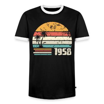 1958 Cadeau Anniversaire - Made in 1958 Rétro 1958 - T-shirt contrasté Homme - noir/blanc - Devant - AI Model Female 172 light (172cm) & AI Model Male 178 light (178cm)