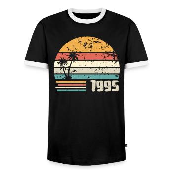 1995 Cadeau Anniversaire - Made in 1995 Rétro 1995 - T-shirt contrasté Homme - noir/blanc - Devant - AI Model Female 172 light (172cm) & AI Model Male 178 light (178cm)