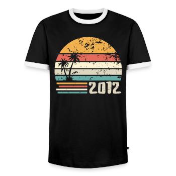 2012 Geburtstagsgeschenk - Made in 2012 Retro 2012 - Männer Kontrast-T-Shirt - Schwarz/Weiß - Vorne - AI Model Female 172 light (172cm) & AI Model Male 178 light (178cm)